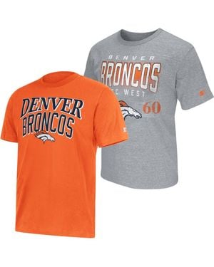 Starter Heather Denver Broncos Two-Pack Logo T-Shirt Set - Orange