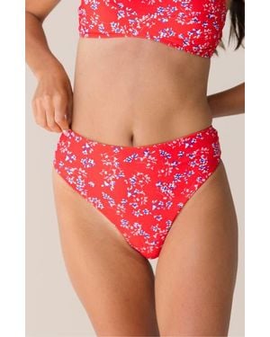 Nanis Reversible High Leg Swim Bottom - Red