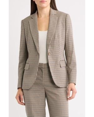 Anne Klein Plaid One-Button Blazer - Natural