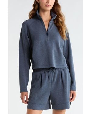 Zella Soft Luxe Half Zip Sweatshirt - Blue