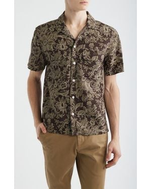 Madewell Short Sleeve Lyocell & Linen Button-Up Shirt - Green