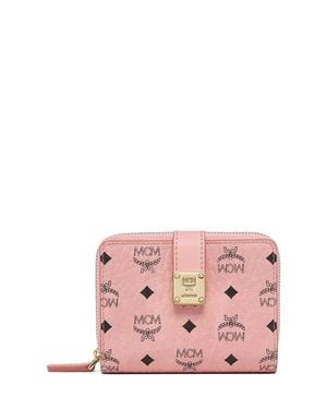 MCM Aren Brass Plate Wallet - Pink