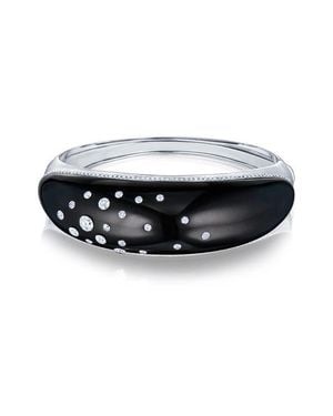 Fred Leighton Signed Jade & Pavé Diamond Bangle Bracelet - Black