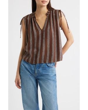 Rails Sosa Stripe V-Neck Crop Top - Blue