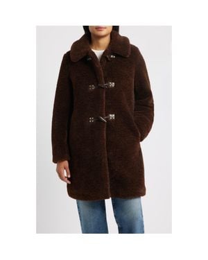 Sam Edelman Faux Fur Toggle Coat - Brown