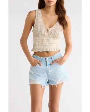 Rip Curl Paradise Check Cotton Blend Crop Tank - Natural