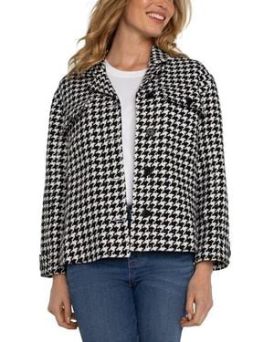 Liverpool Los Angeles Houndstooth Check Crop Shacket - Black