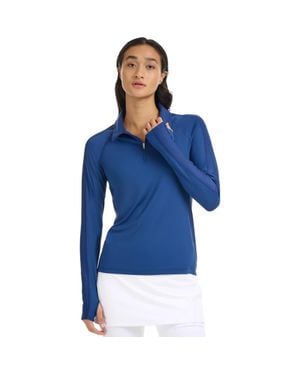 BloqUV Long Sleeve Quarter Zip Polo With Sun And Uv Protection - Blue