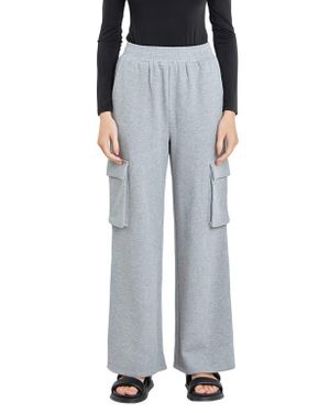 Grey Lab Stretch Cotton Knit Wide Leg Pants - Black