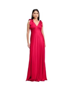 Ghost Nora Tie Shoulder Satin Maxi Dress - Red