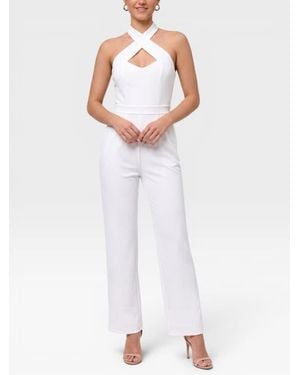 Rachel Roy Racquel Sleeveless Halter Jumpsuit - White