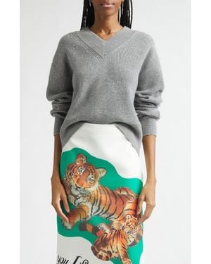 Brandon Maxwell The Maris Cashmere Rib Sweater - Gray