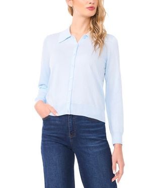 Halogen® Collared Cotton Blend Cardigan - White