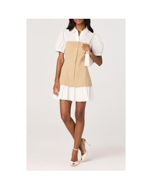 Astr Joseline Colorblock Shirtdress - White