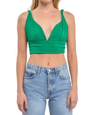 Grey Lab Twist Strap Crop Tank - Blue