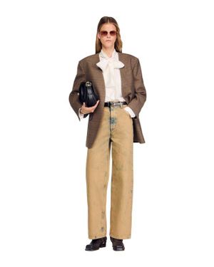 Sandro Faded Wide-Leg Jeans - Natural