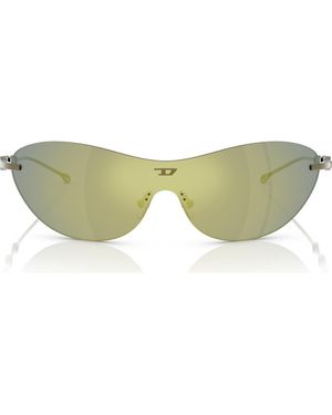 DIESEL 135Mm Frameless Shield Sunglasses - Green
