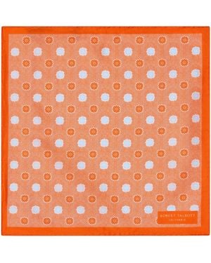 Robert Talbott York Geo Herringbone Pocket Square - Orange