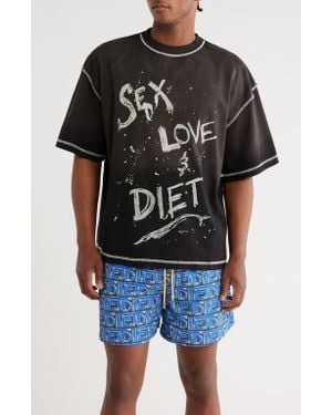 DIET STARTS MONDAY Splatter Cotton Graphic T-Shirt - Black