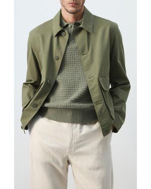 Mango Cotton Blend Jacket - Green