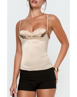 Princess Polly Myrah Layered Sequin Top - White