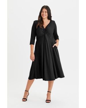 Scarlett & Jo Claudia Solid Jersey Knot Front Dress - Black