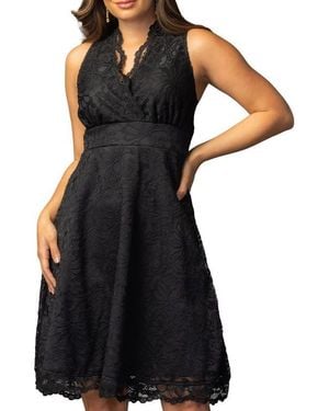 Kiyonna Pin Up Boudoir Lace Cocktail Dress - Black