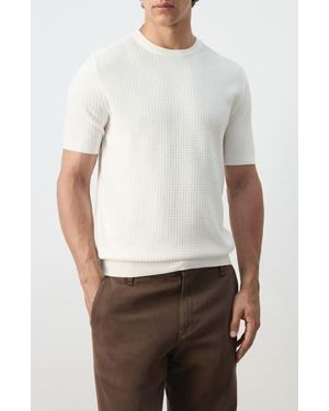 Mango Waffle Knit T-Shirt - White