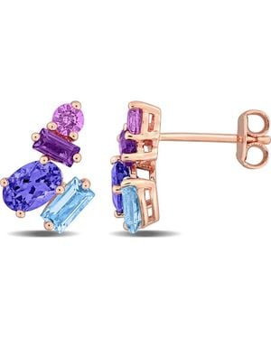 Julianna B Multi-Gemstone Cluster Stud Earrings Rose - Blue