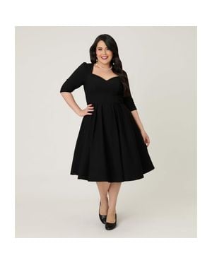 Unique Vintage Plus Size Sweetheart Swing Dress - Black