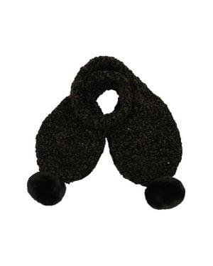 Kurt Geiger Chunky Chenille Pompom Scarf - Black