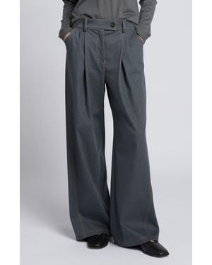MM by Max Mara Sarta Pleated Wide Leg Pants - Gray