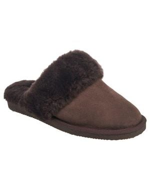 French Connection Genuine Sheepskin Fur Band Slipper - Brown