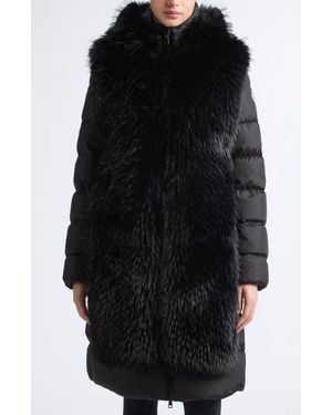 Moncler Textured Belted Faux Fur Bib - Black