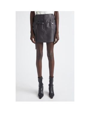 GRACE LING Relics Belted Wool Blend Satin Miniskirt - Black