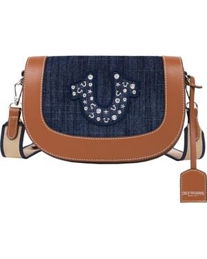 TRUE RELIGION Studded Logo Flap Bag - Blue