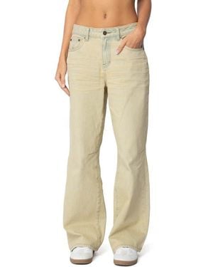 Edikted Washed Low Rise Boyfriend Jeans - Natural