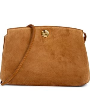 Liffner Large Pushlock Suede Clutch - Brown
