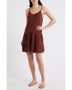 Nordstrom Tiered Crinkle Cover-Up Dress - Purple