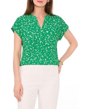 Chaus Split Neck Georgette Blouse - Green