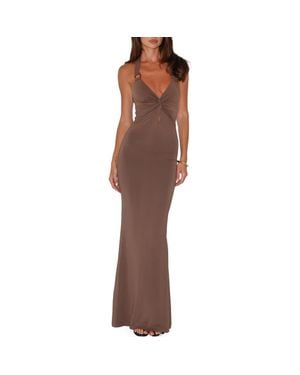 Tiger Mist Zeneva Twist Front Maxi Dress - Brown
