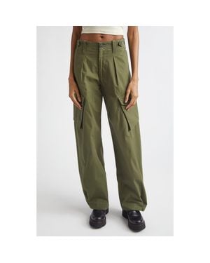 R13 Pleated Barrel Leg Cargo Pants - Green