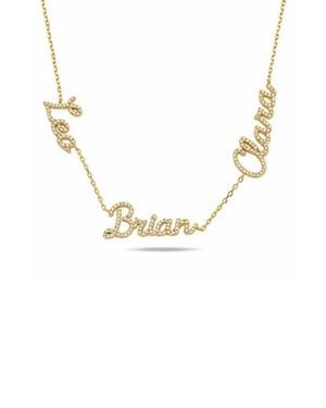 THE SIS KISS Crystal Script My Mantra Personalized Necklace - Metallic