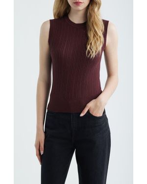 PAIGE Meara Sleeveless Organic Cotton & Silk Blend Knit Top - Blue