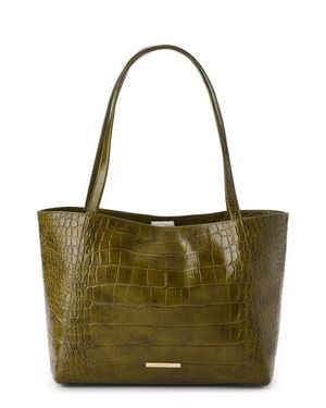 Brahmin Mona Croc Embossed Leather Tote - Green