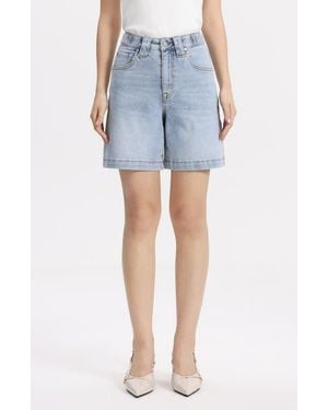 Bayeas High Waist Mid Thigh Denim Shorts - Blue