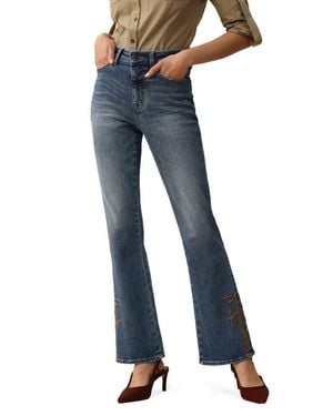 Bayeas Embroidered Bootcut Jeans - Blue