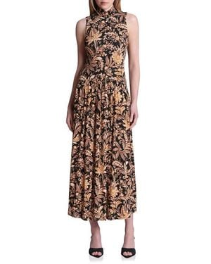 Avec Les Filles Paisley Floral Sleeveless Knit Dress - Natural