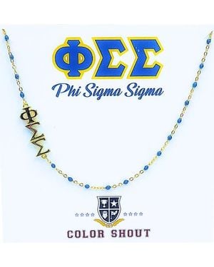 Color Shout Phi Sigma Sigma Greek Letter Side Set Necklace - Blue