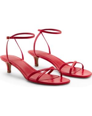 Mango Ankle Strap Kitten Heel Sandal - Red